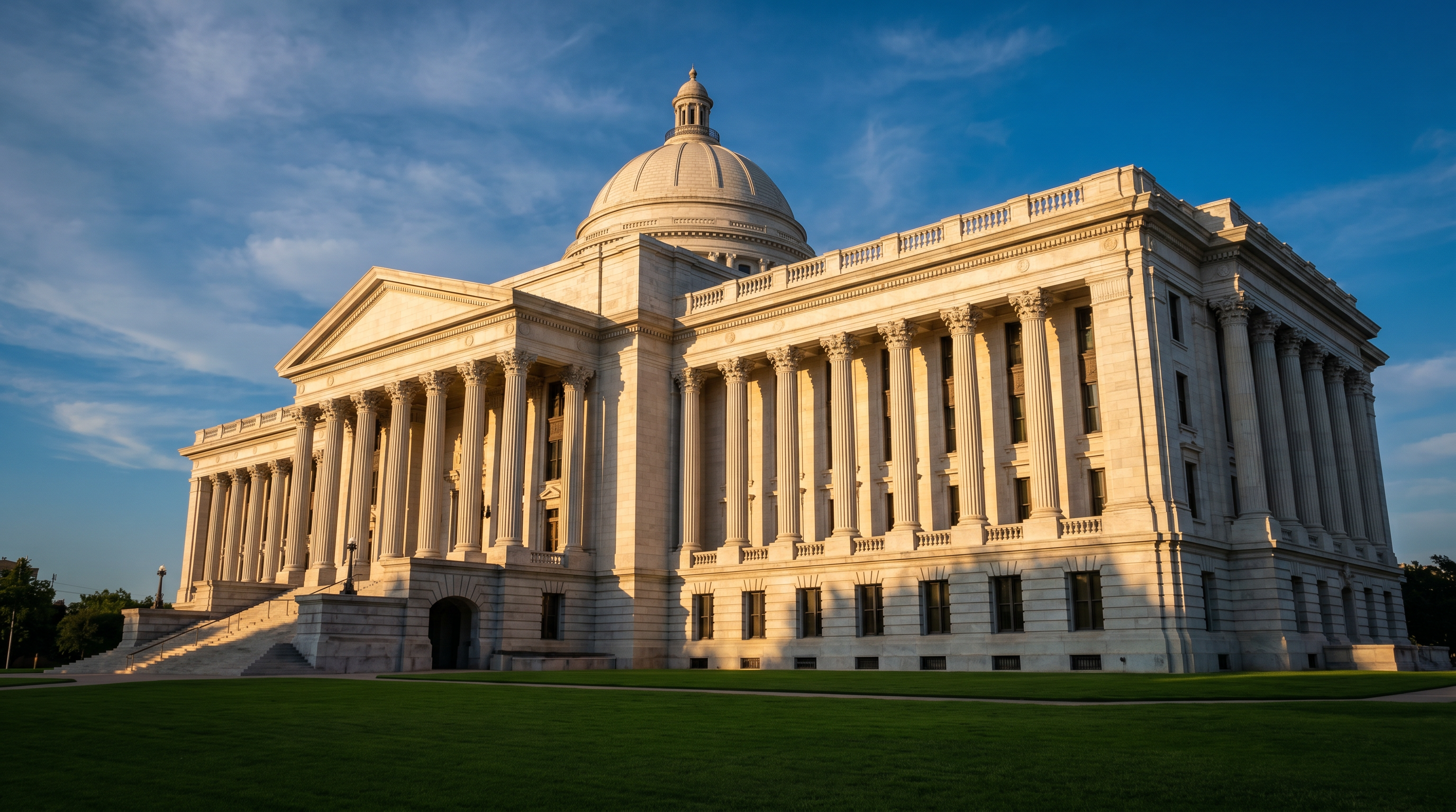 Grand Texas courthouse at golden hour